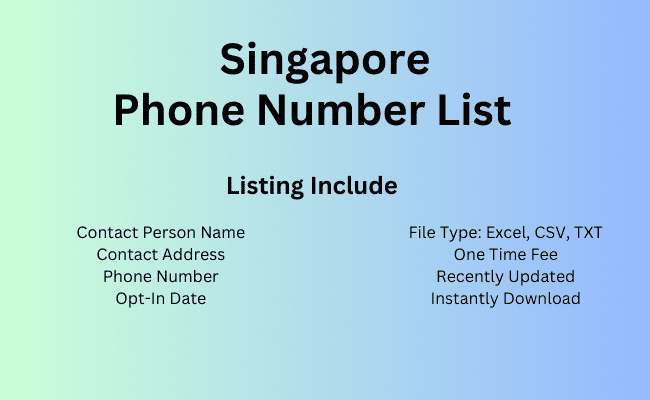 Singapore phone number list