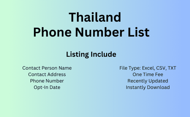 Thailand phone number list